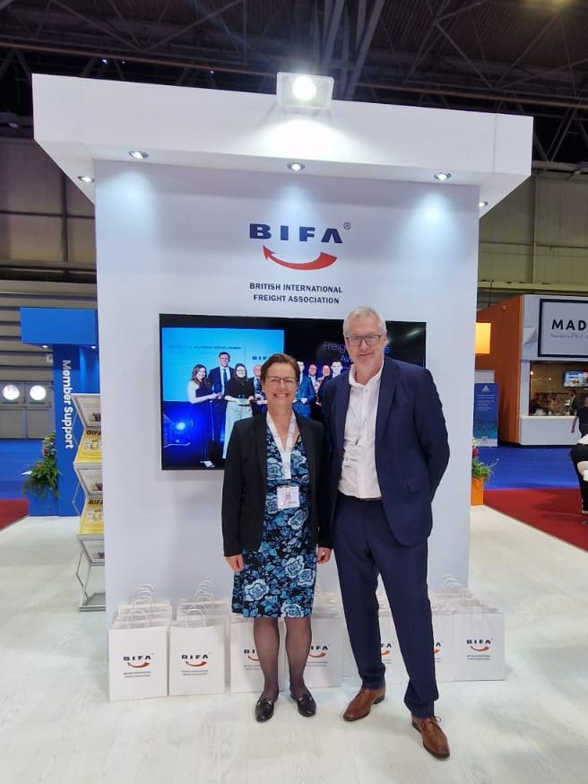 Steve Breen and Sharon Hammond, Events & Communications Executive at BIFA at Multimodal 2023